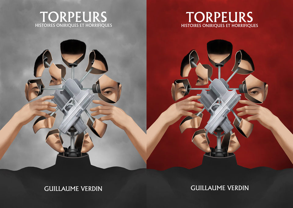 Les deux variantes de la couverture de mon livre, à gauche la grise (Kindle), à droite la rouge (livre broché)